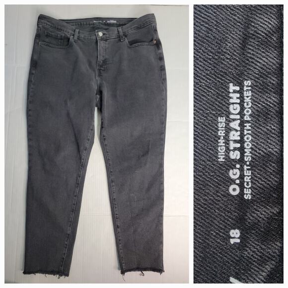 Old Navy Jeans Women Plus 18 High Rise O.G. Drapey Straight 90's Y2k Grunge Gray - Picture 1 of 9